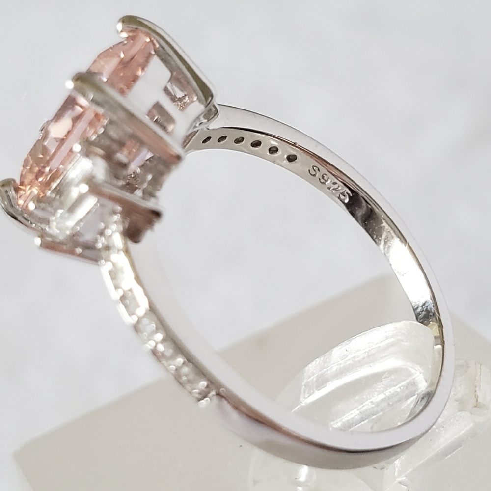 Sterling 2ct Morganite Ring - Picture 6 of 8
